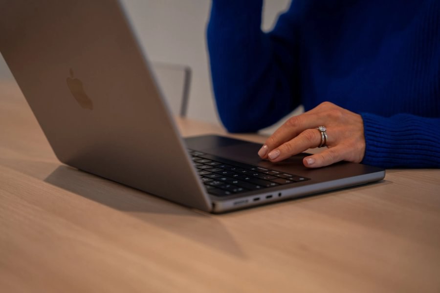 A woman using her laptop