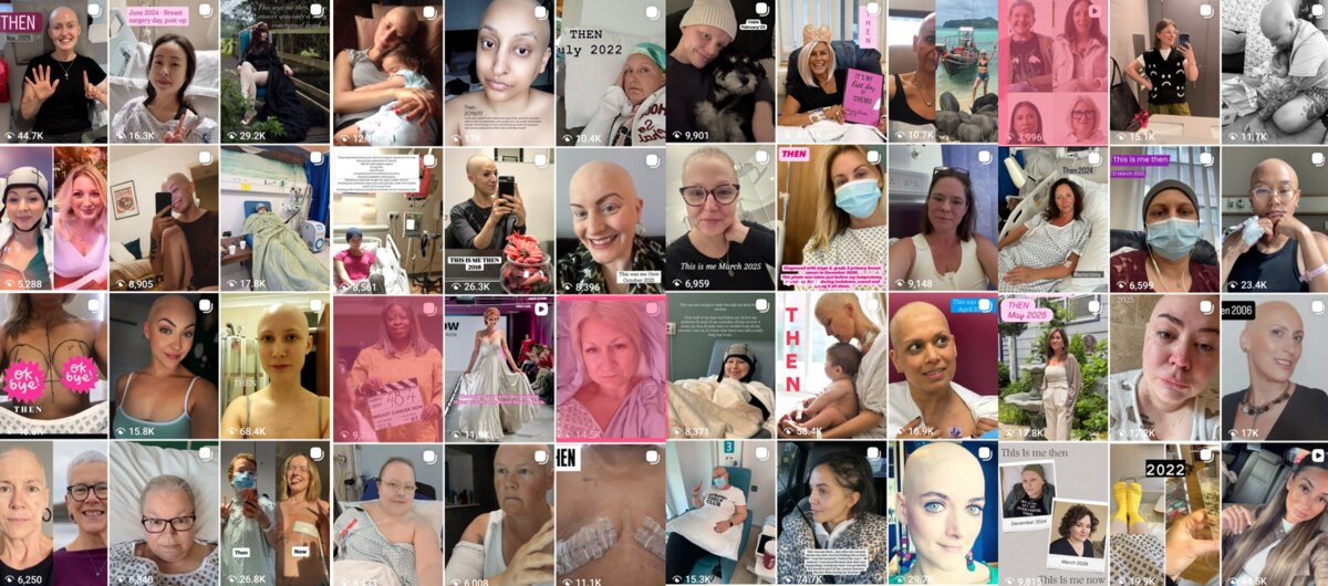 A collage of social media posts from Breast Cancer Now's This Is Me Now social media campaign.