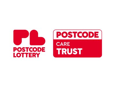 The Postcode Lottery and Postcode Care Trust logo in a red and white colour scheme.