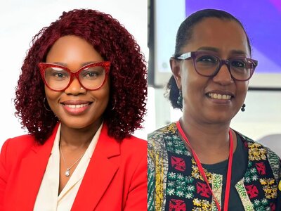 Portrait photos of Olubukola and Hasna side-by-side.