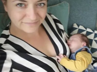 Selfie photo of Vicki with her baby son.