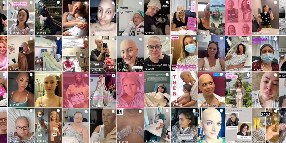 A collage of social media posts from Breast Cancer Now's This Is Me Now social media campaign.
