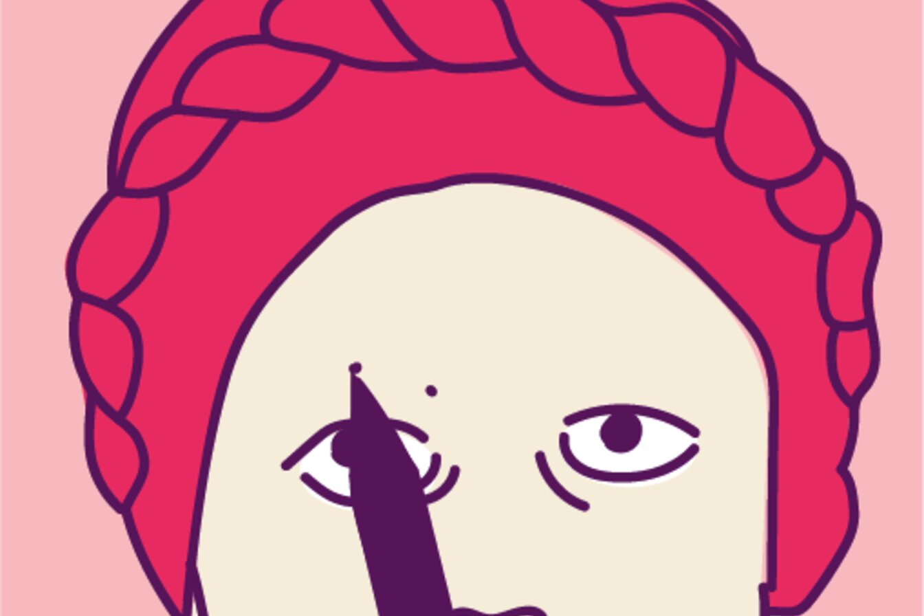 Move the top of your pencil in line with the centre of your pupil. Keep the bottom end against your outer nostril. Mark another dot, slightly higher than the first one where your eyebrow arch will be.