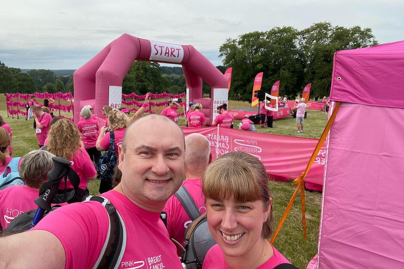 Jill and her husband at the finish line