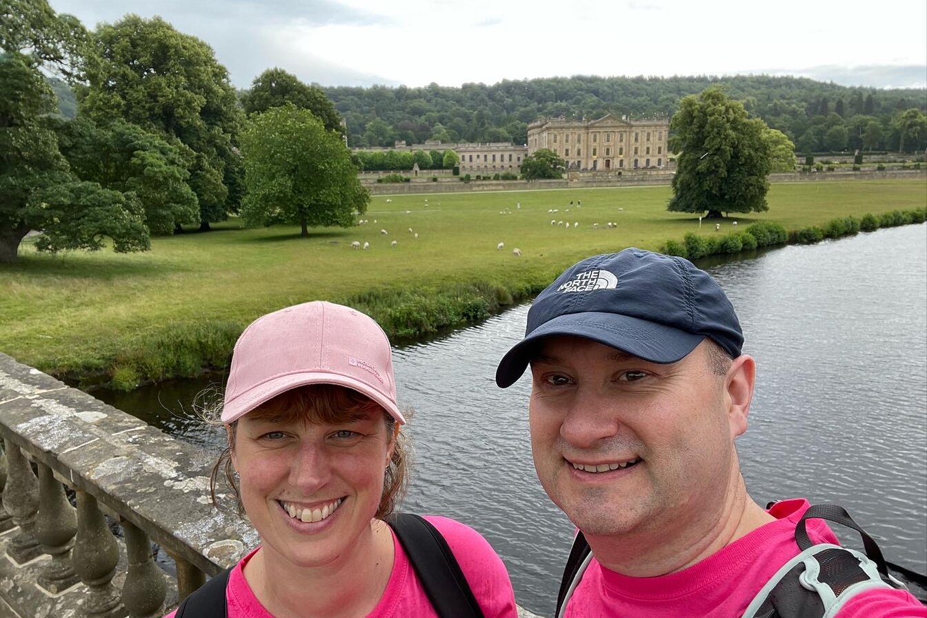 Jill and her husband on the Chatsworth House walk