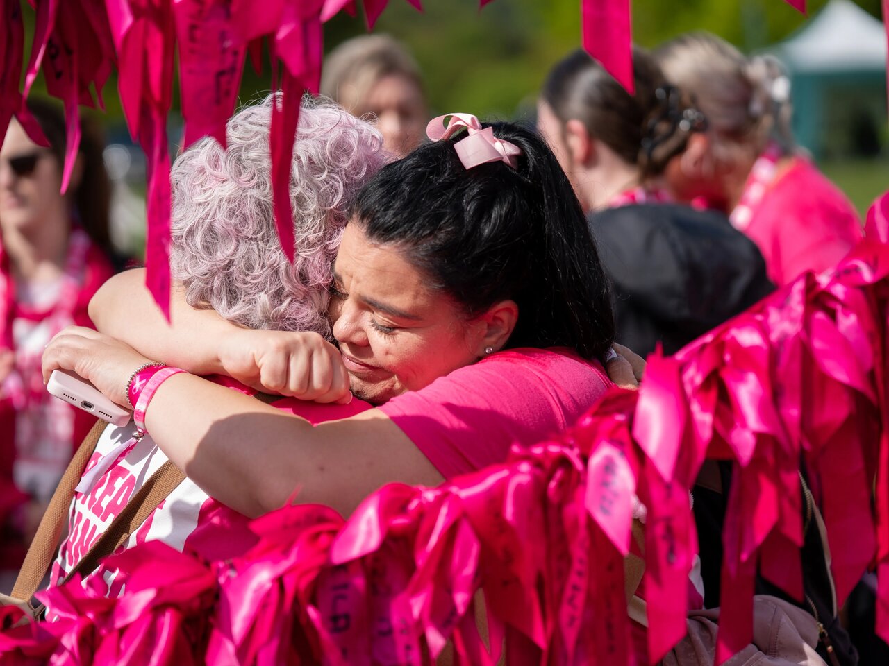 People participating at the Pink Ribbon Walk.
