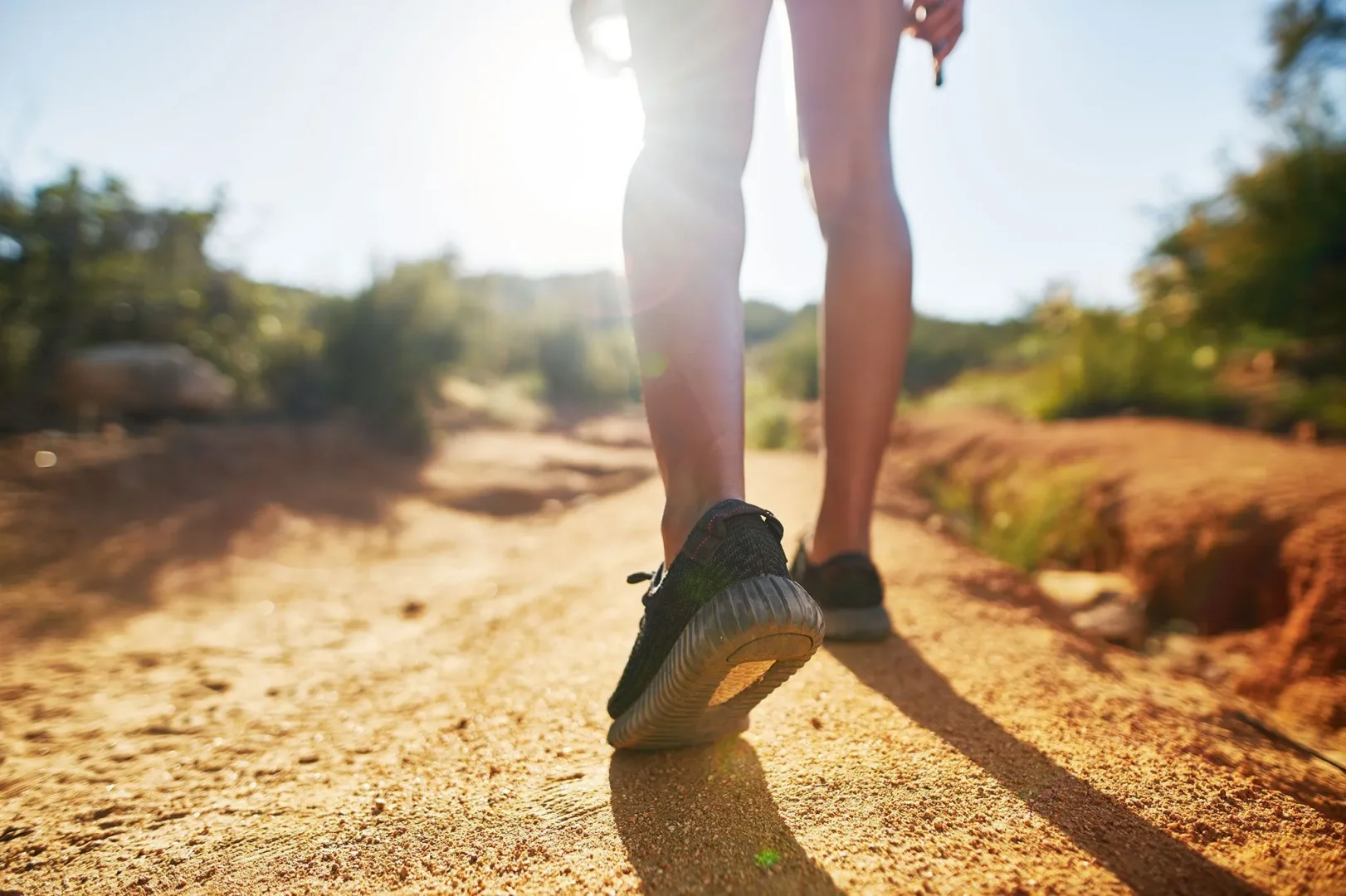 woman hiking in desert