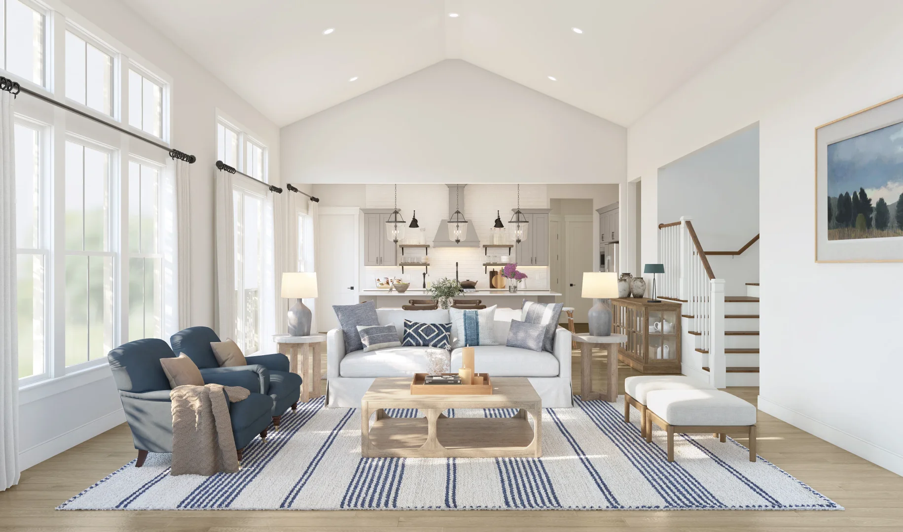 Hoadly Falls Oostende Great Room Vaulted Ceiling Farmhouse Palette 1 Level 3 European Farmhouse