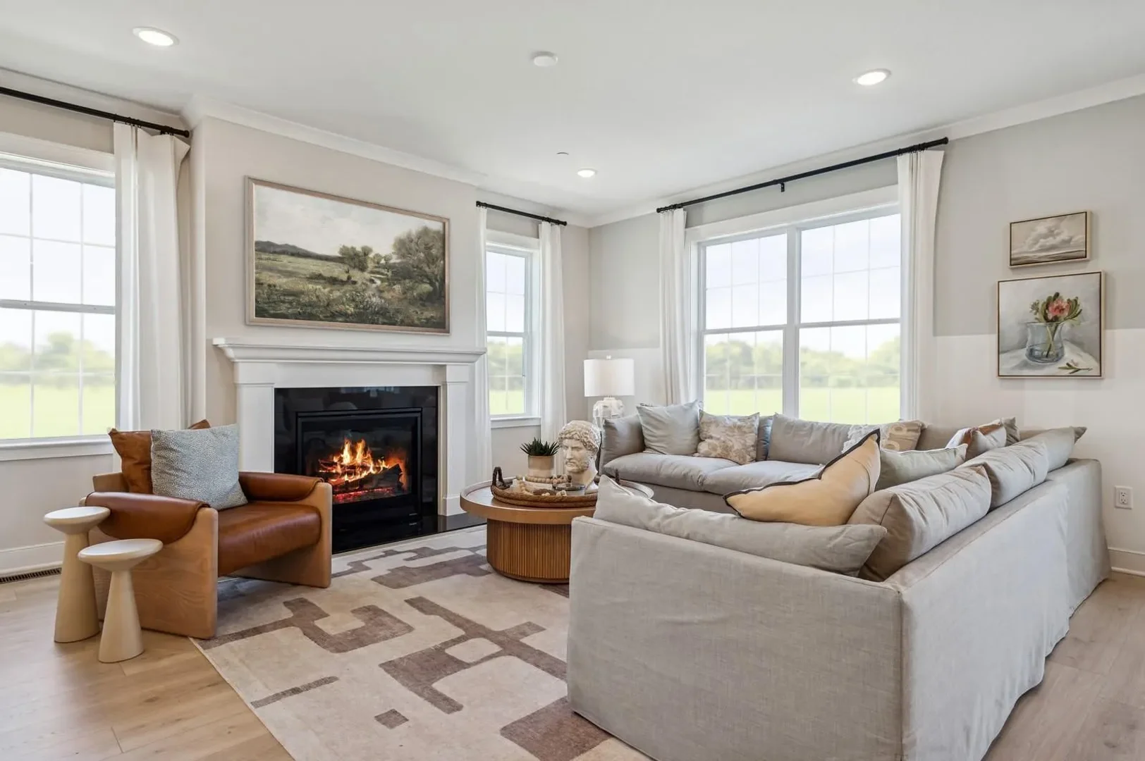 TOWNES AT WEST WINDSOR Alberg Great Room Farmhouse Palette 3 Level 3 Coastal Farmhouse
