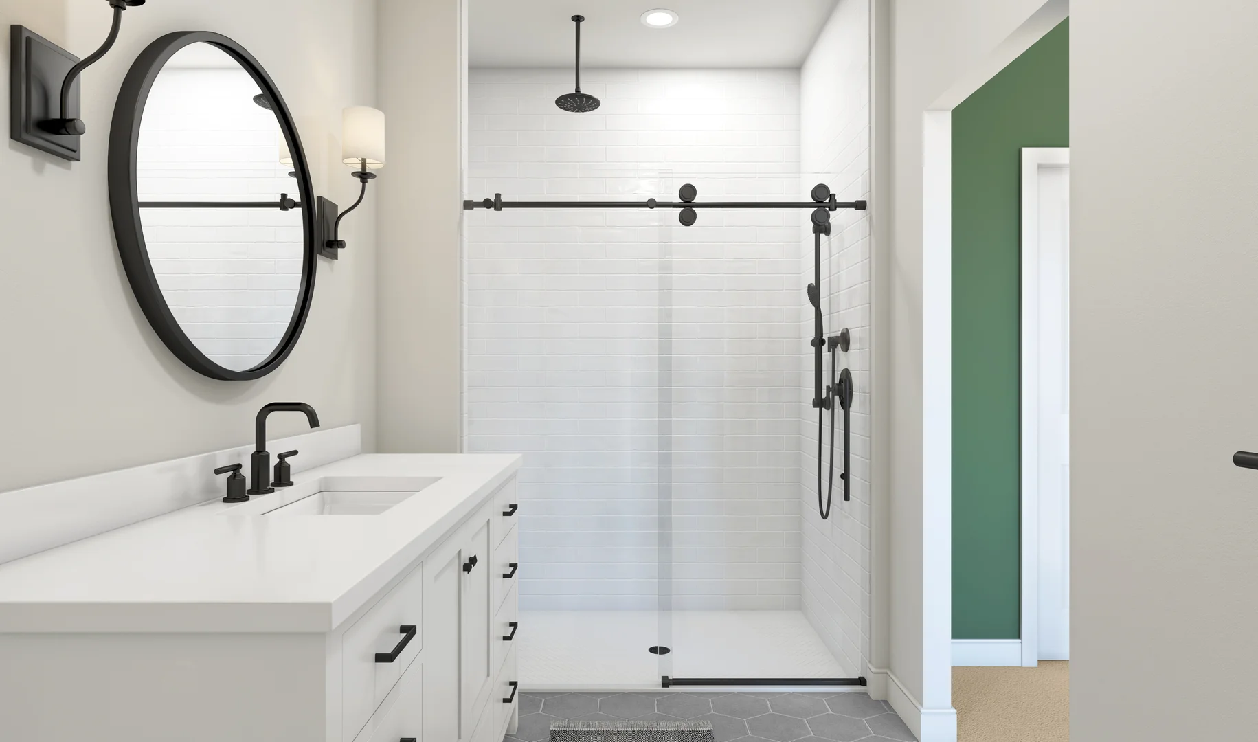 Lofts at Gambrill Glenn Montauk II Primary Bath Plus Farmhouse Palette 3 Level 1 Industrial Farmhouse