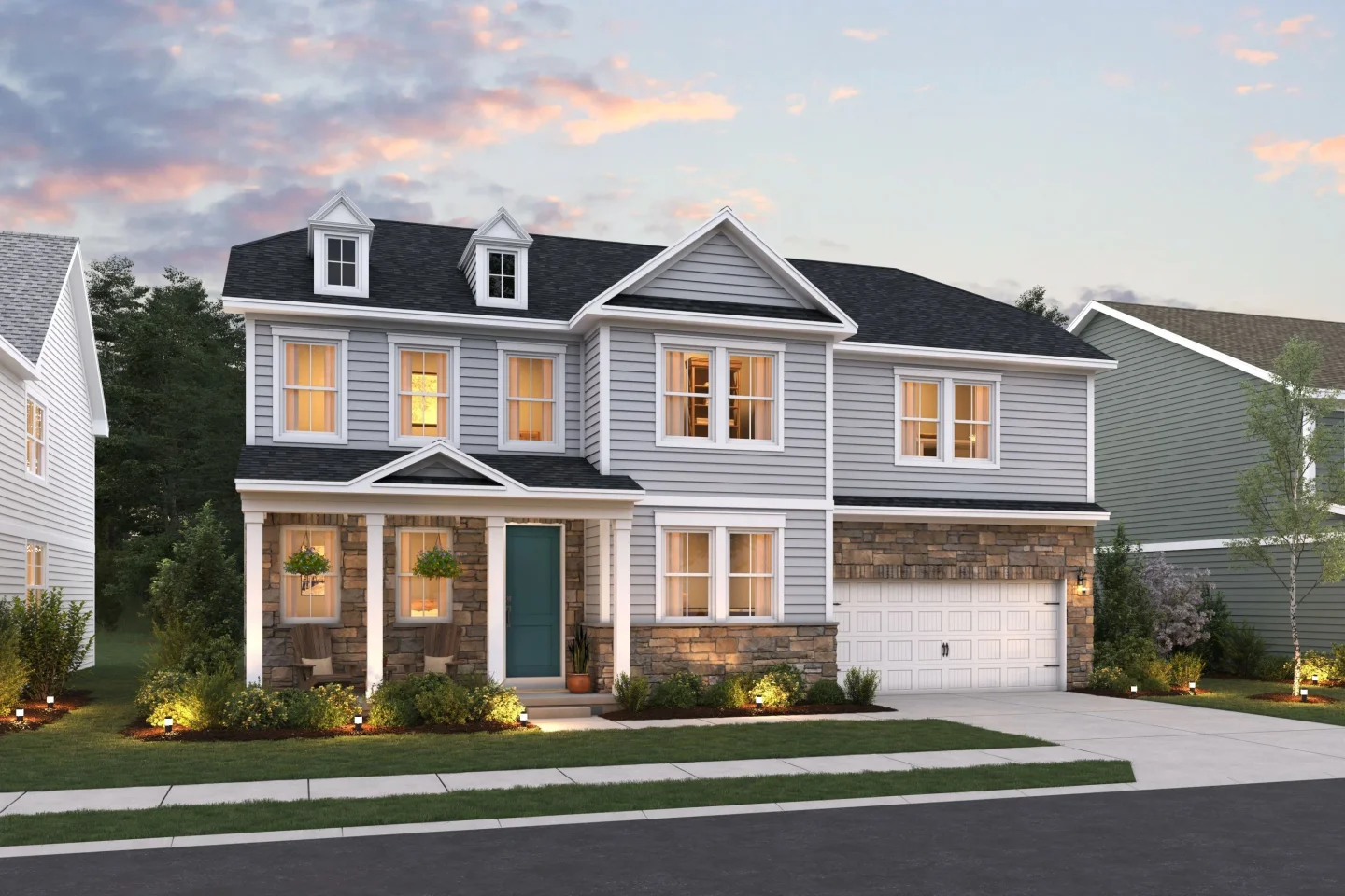 Hawk Ridge Limerick Elevation CA with Partial Stone Level 1