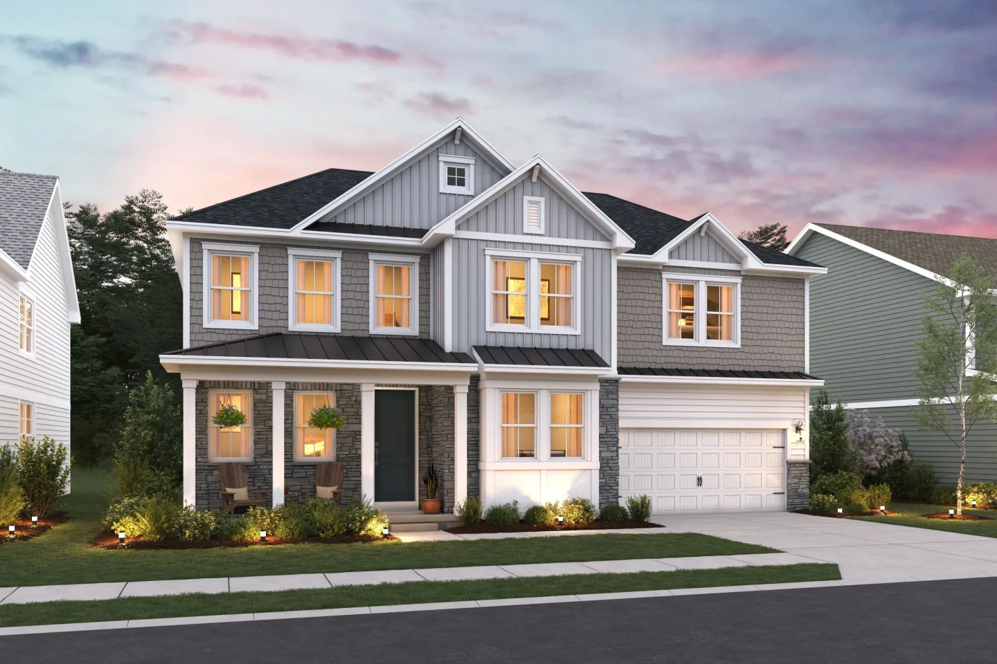 Hawk Ridge Limerick Elevation EA with Partial Stone Level 1