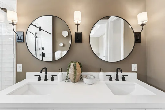 The Grove at Jackson Village Long Beach Primary Bath Farmhouse Palette 3 Level 2 Industrial Farmhouse
