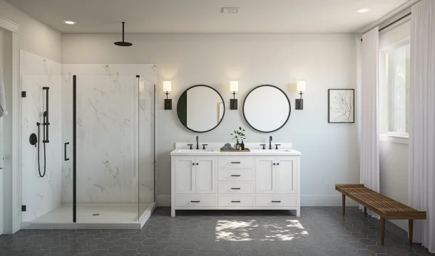 Chapel Creek Tuscaloosa Primary Bath Farmhouse Palette 3 Level 2 Industrial Farmhouse
