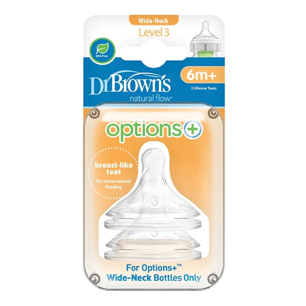 Dr. Brown's Options+ tetină silicon pentru biberon cu gât lat Nivel 3 (set 2 buc)