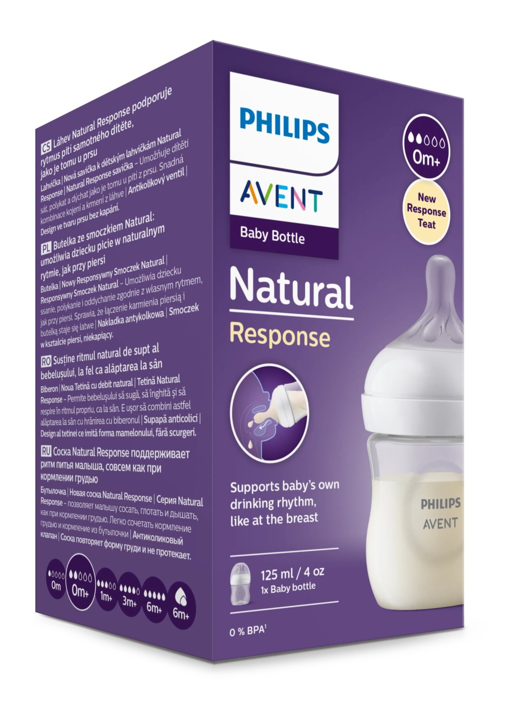 Avent Natural Response, biberon PP 0 luni+, 125ml