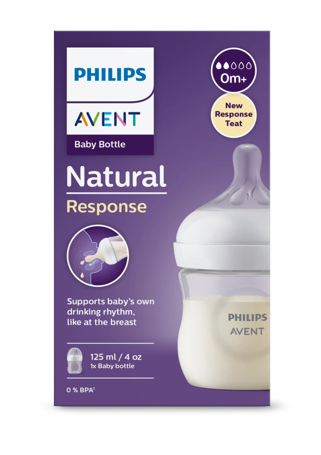 Avent Natural Response, biberon PP 0 luni+, 125ml