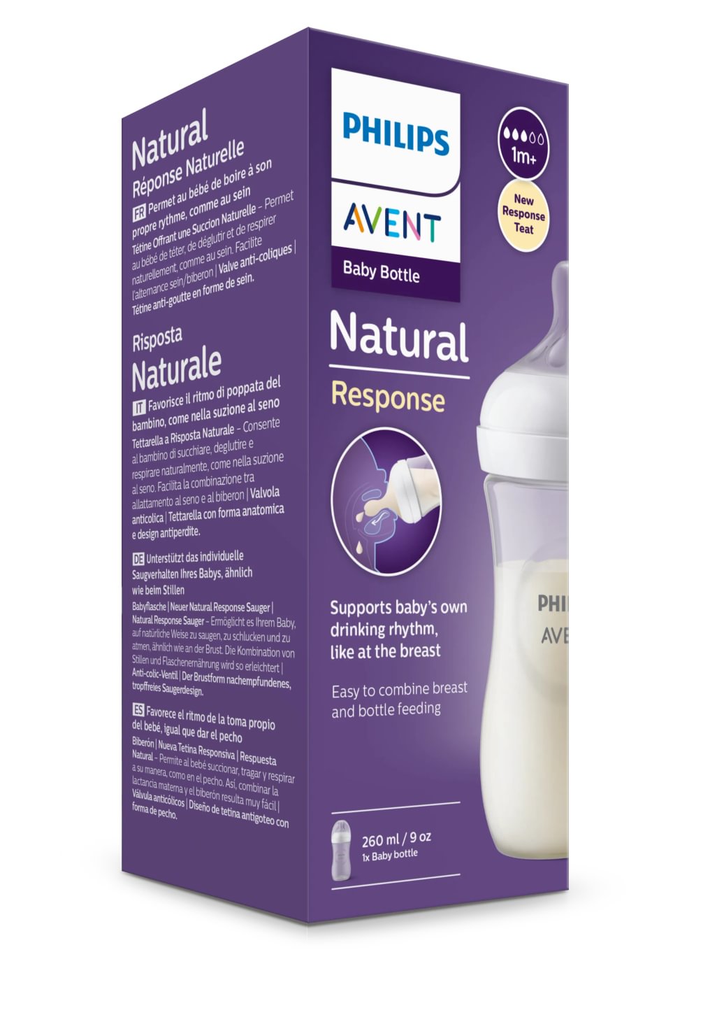 Avent Natural Response, biberon PP 1 lună+, 260ml