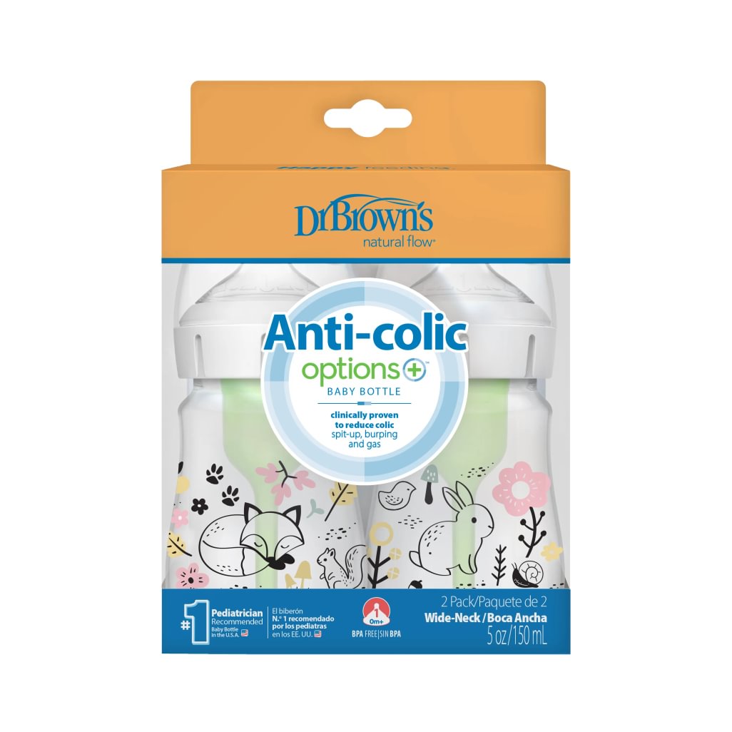 Dr Brown's Options+ Plastic Wide-Neck Feeding Bottle 150ml - forest ...