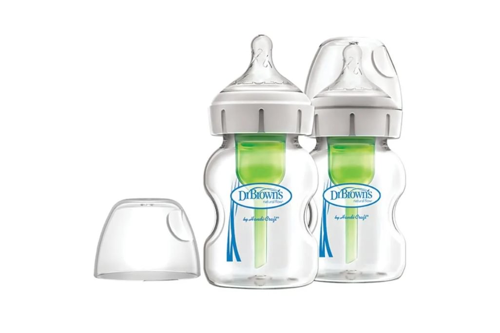 Set sticle de sticlă Dr. Brown's Options+, 2 piese cu gât larg, 150ml