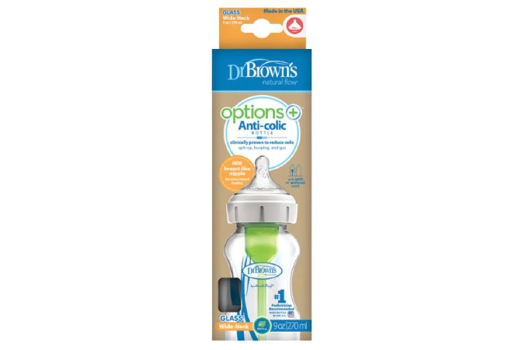 Sticla pentru bebe Dr. Brown’s Options+ din sticlă cu gât larg 270ml