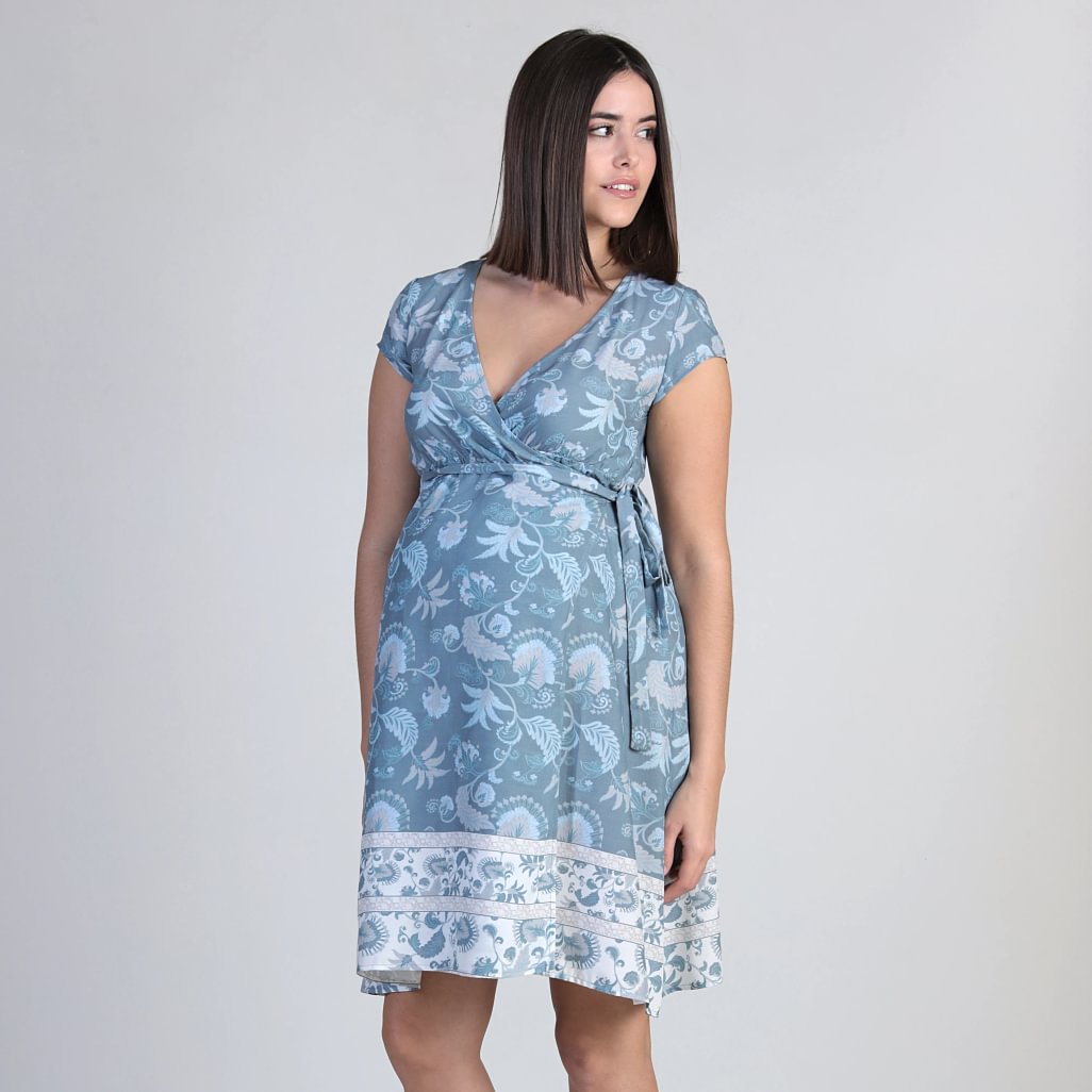 Ohma! Rochie imprimată de maternitate parte peste parte