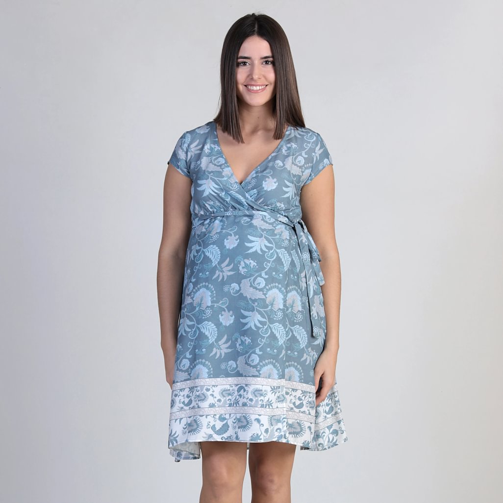 Ohma! Rochie imprimată de maternitate parte peste parte