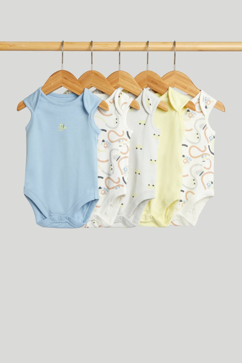 Set de 5 Body-uri fără Mâneci cu Mașinuțe