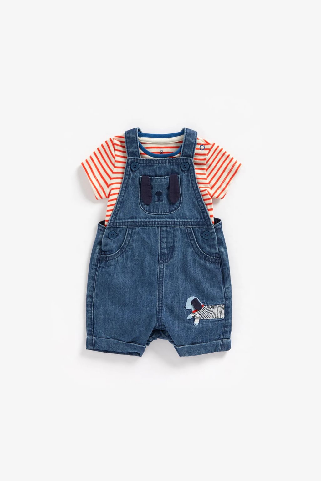 set body și salopetă scurtă din denim