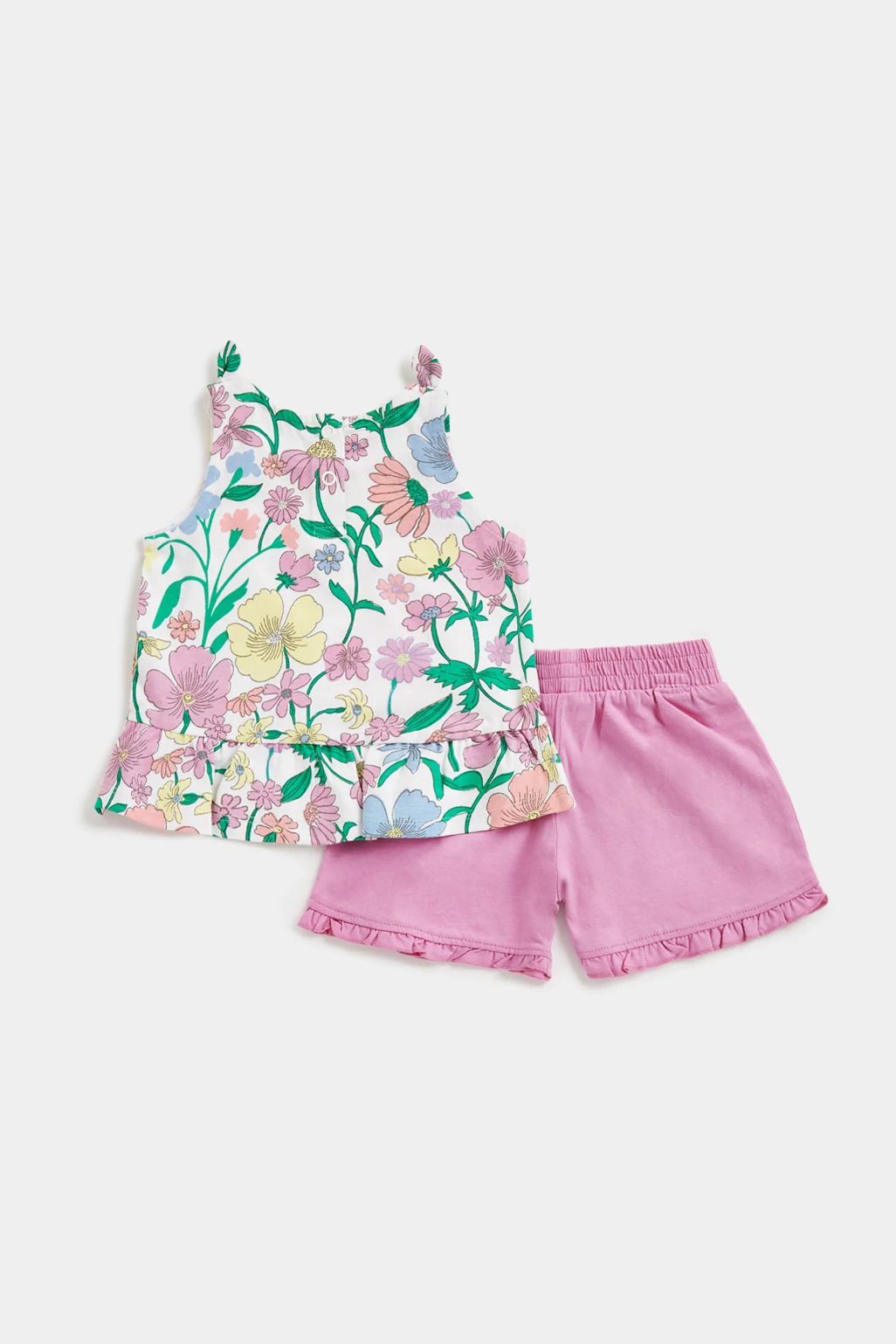 set top maiou și pantaloni scurți, model floral