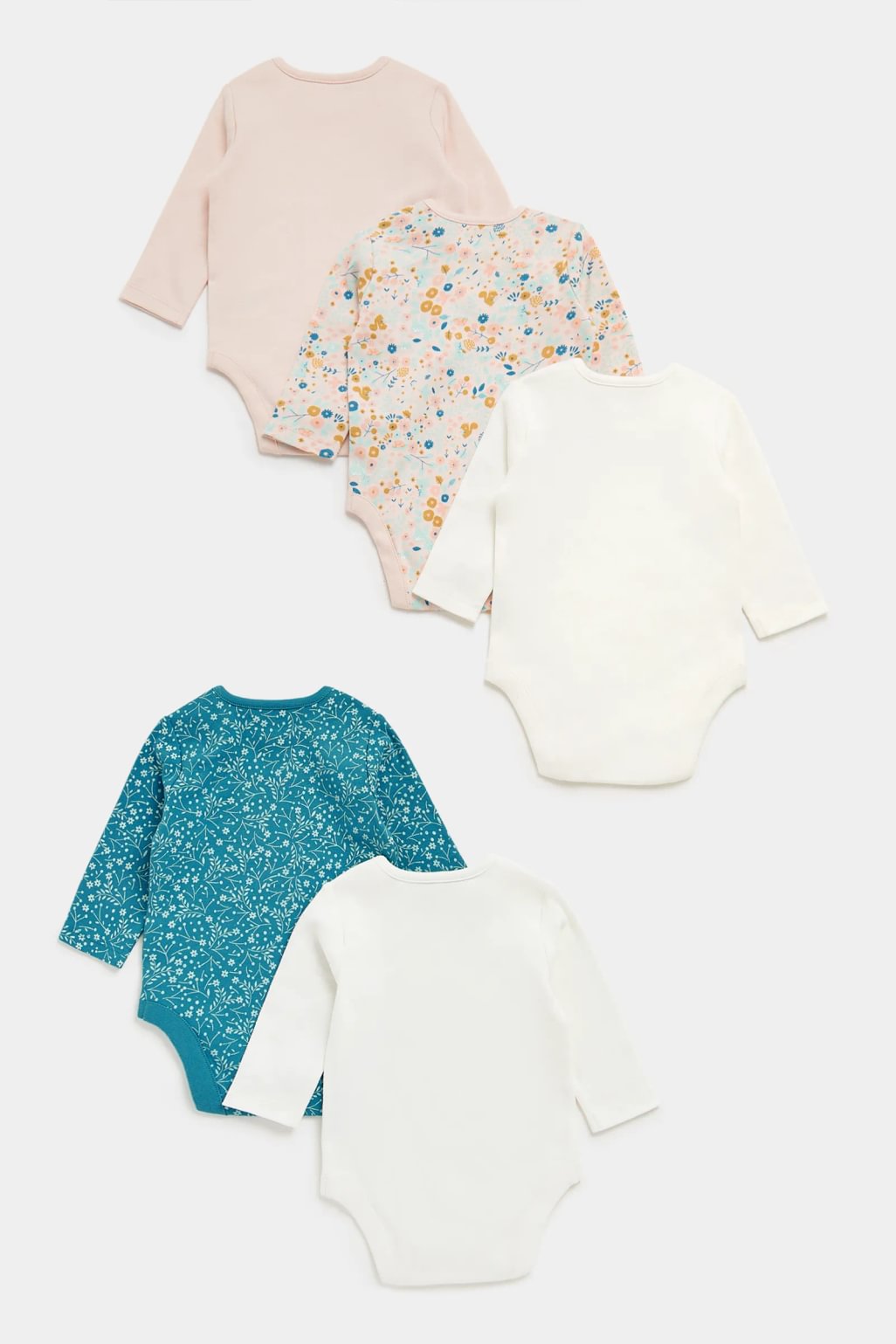 body-uri cu mâneci lungi pentru bebeluși, model floral de pădure - set 5 buc