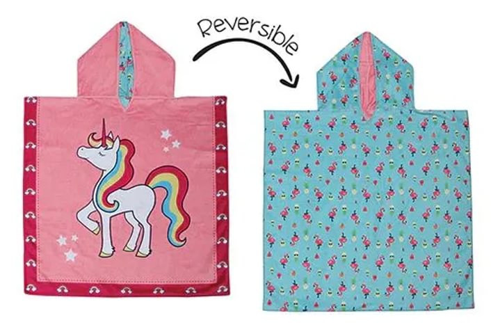 FlapJackKids Πόντσο Διπλής Όψης UPF50+ - unicorn/tropical beach