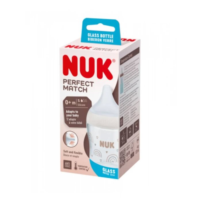Nuk Γυάλινο Μπιμπερό Perfect Match Temperature Control 120ml 0 μηνών+ - rainbow